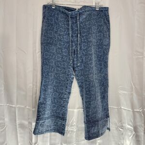 Woolrich Size Medium Blue Paisley Drawstring Pants